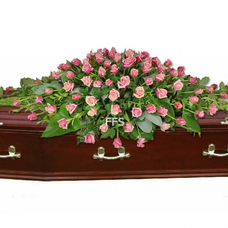 Pink Rose Casket Cover