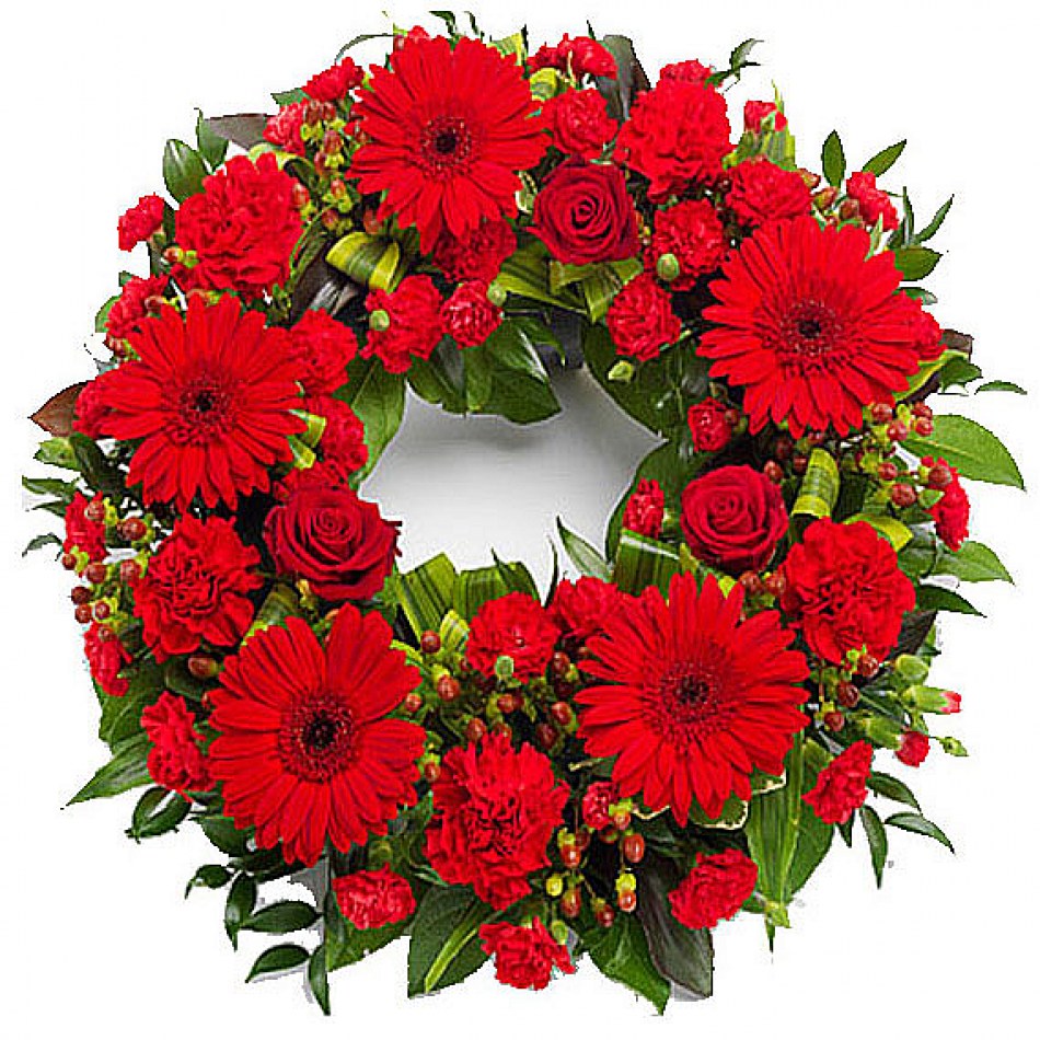 Red Floral Wreath - Rose Wreath In Reds