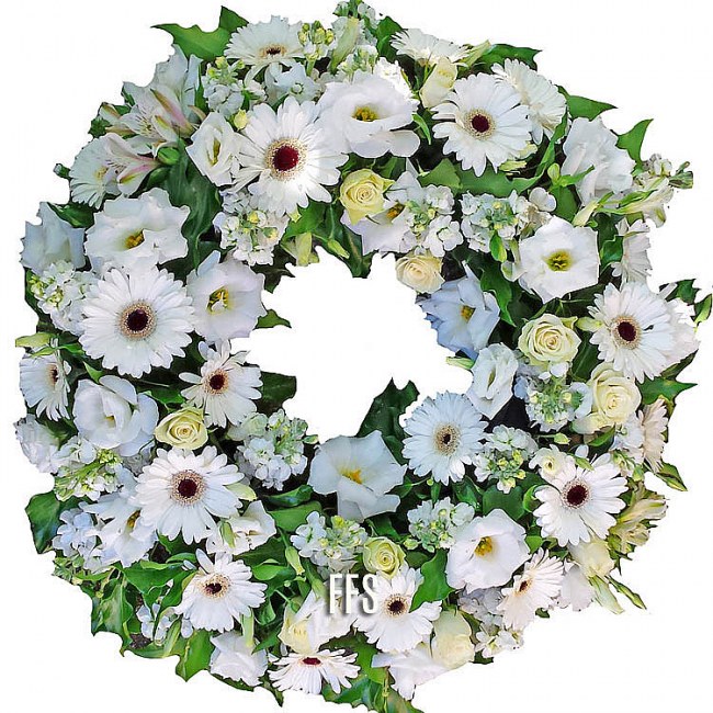 White Funeral Wreath - The Funeral Flower Shop