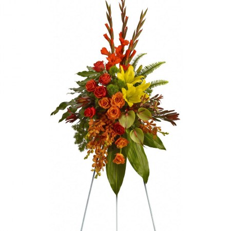 Modern Floral Tribute with Easel