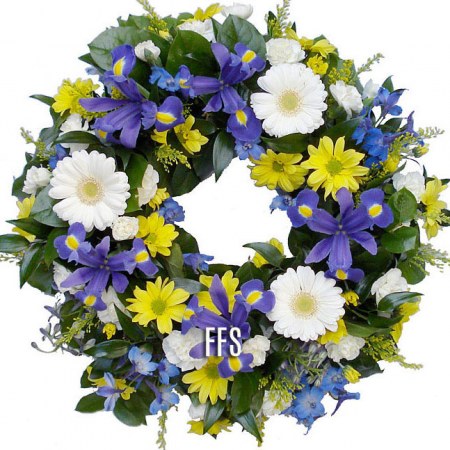 Vibrant Blue & Yellow Wreath